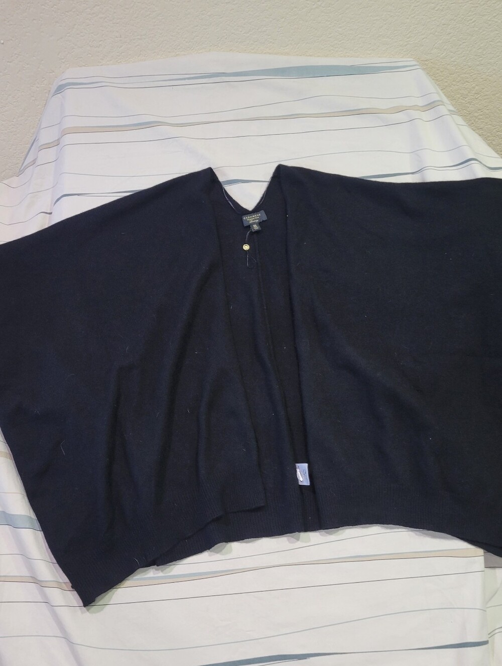 Charter Club Cape Womens OS Luxury Cashmere Solid Black Relaxed Fit Wrap